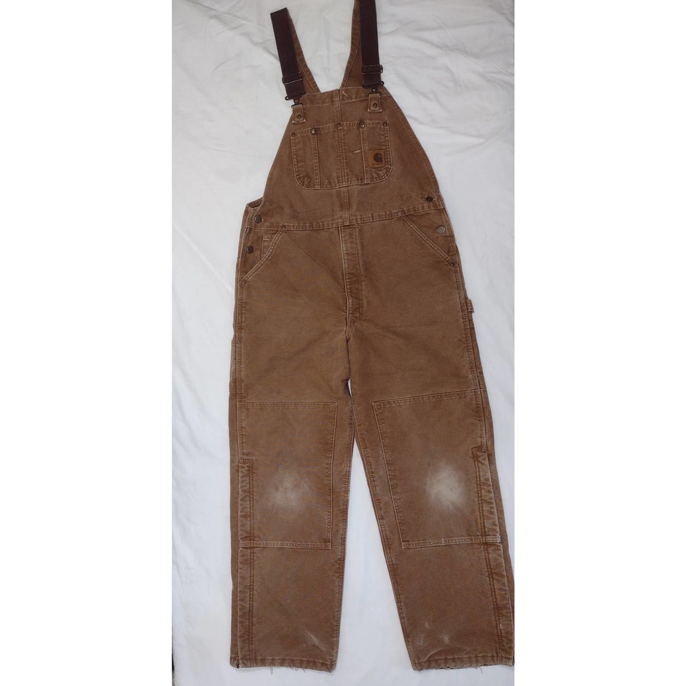 Carhartt Bibs 38x30 brown overalls duck bib insulated canvas